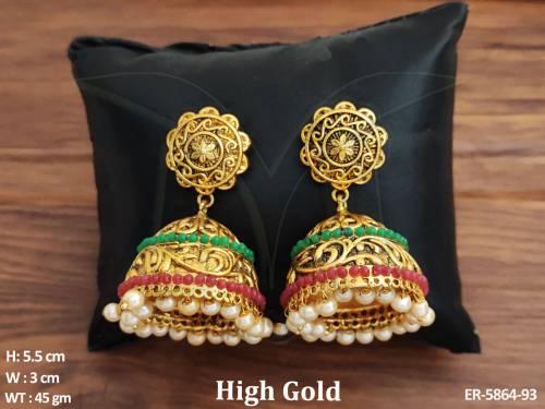 round textured style jhumki earrings detail