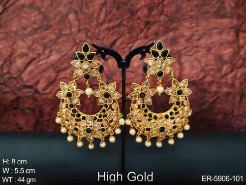 Chand Bali Types Flowery Polki Earrings