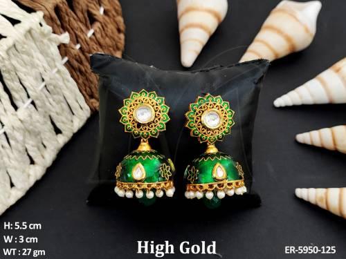 dome shape flower jhumki earring detail