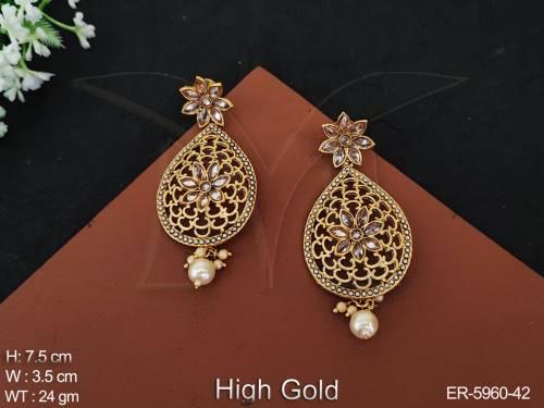 paan flower web textured antique earrings detail