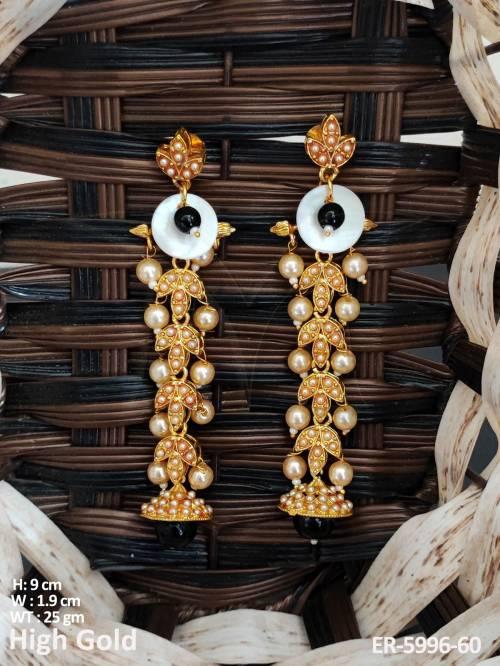 Long Leaf jhumki Antique Earrings