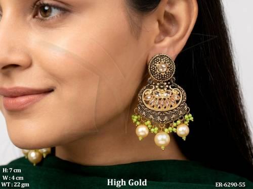 paan stone oval shape zinc earring detail