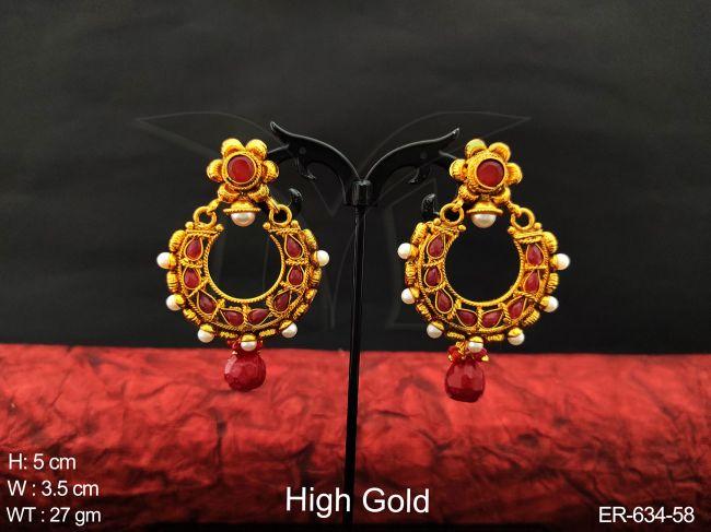 flower hooked paan beads party antique earings detail