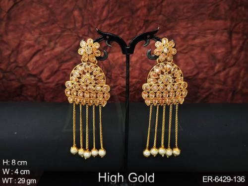 Half Circle Reverse Paan stone Polki Earrings