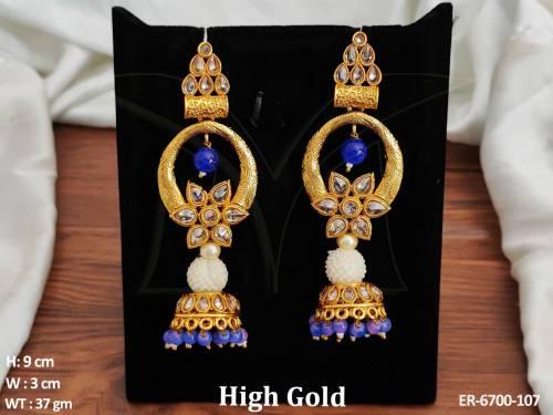 Jhumki Long Flower Style Antique Earrings