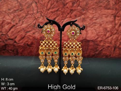 long designer antique earrings detail