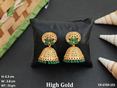 Full Stone Jhumka Polki Earring — ER-6769-101