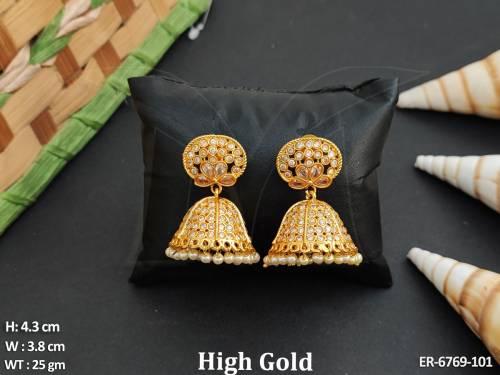 Full Stone Jhumka Polki Earring — ER-6769-101