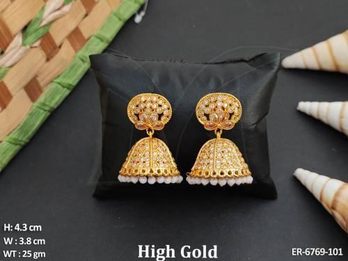Full Stone Jhumka Polki Earring — ER-6769-101
