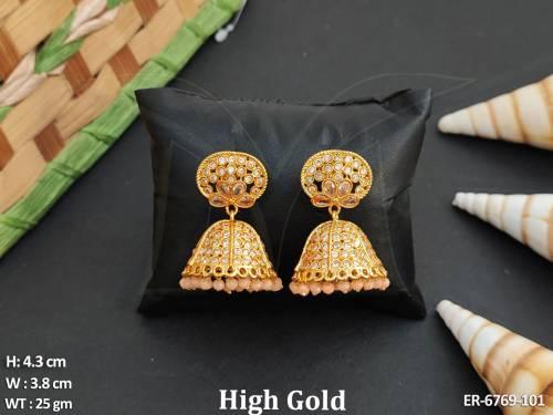 Full Stone Jhumka Polki Earring — ER-6769-101