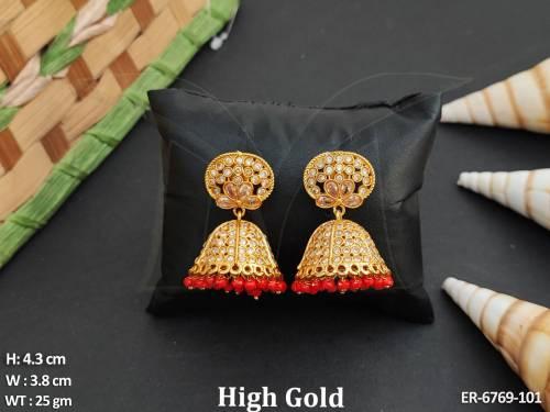 Full Stone Jhumka Polki Earring — ER-6769-101