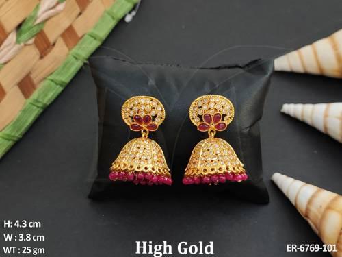 Full Stone Jhumka Polki Earring — ER-6769-101