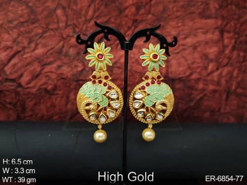 In curled Flower Round Antique Earrings