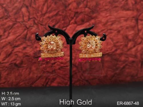 Oval Shape Center Polki Stud Earrings
