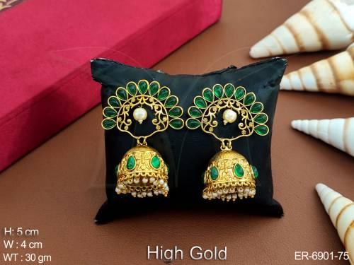 reverse paan taj jhumki kemp earrings detail