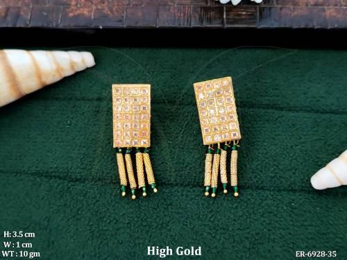 Rectangular Pearls Stud Antique Earring — ER-6928-35