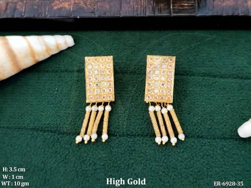 Rectangular Pearls Stud Antique Earring — ER-6928-35