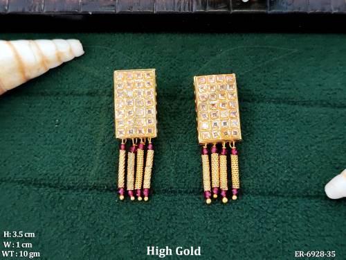 Rectangular Pearls Stud Antique Earring — ER-6928-35