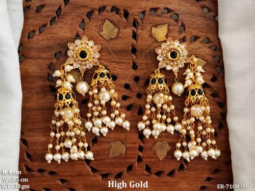 Dual Jhumki Pearls Antique Earrings
