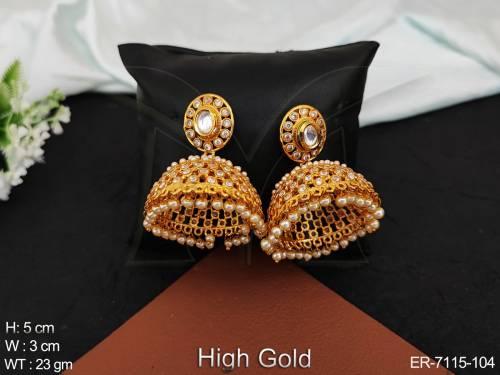 jhumki engraved style antique earrings detail