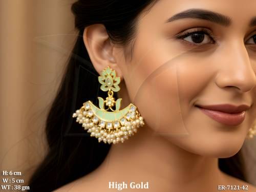lotus flower style multi pearls earrings detail
