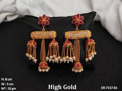 dual triple jhumki color antique earrings