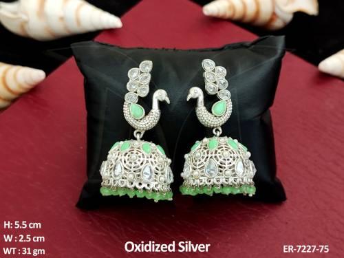 Peacock Bird Hold Style Jhumki Earrings