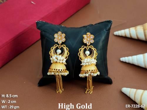 jhumki shape style chain fall style earrings detail