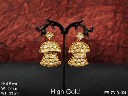 half reverse polki earrings detail