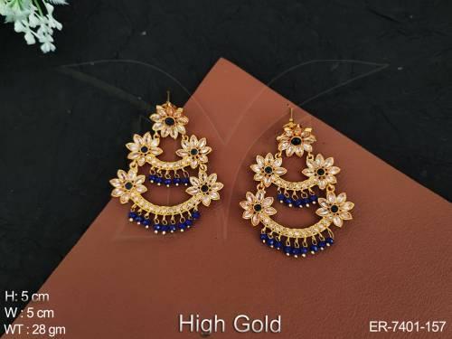 Lct stone exclusive flower design antique earring