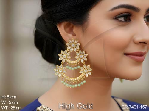 Lct stone exclusive flower design antique earring