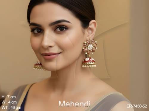 Flower meena jhumka earring