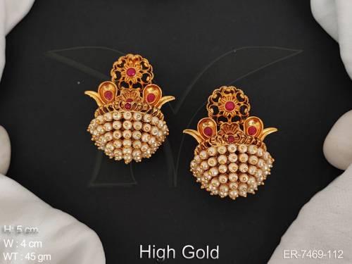 antique-jewelry-high-gold-polish-pearl-jhumka-flower-koyari-antique-earring