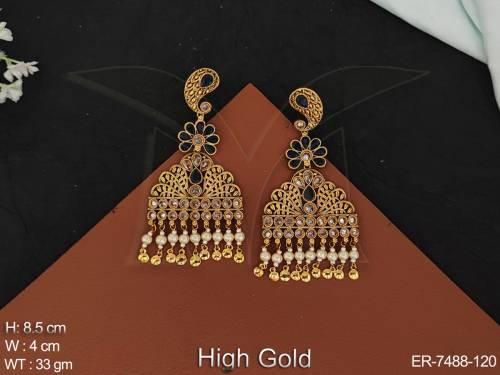 Antique Designer High Gold Polish Fancy Style Party wear Long Antique Jewellery Earring