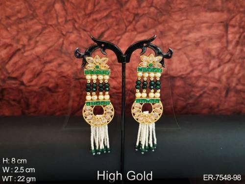 Traditional tall lct stone polki earring