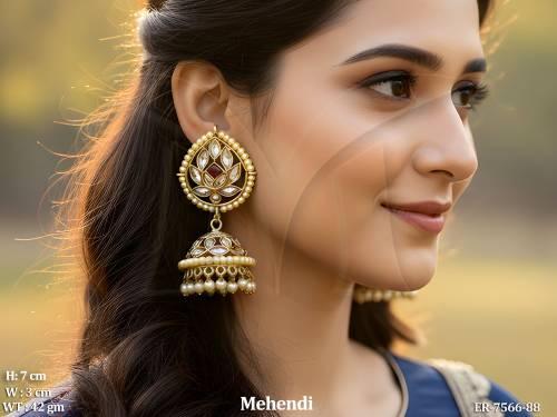 lct stone mehandi polki jhumka