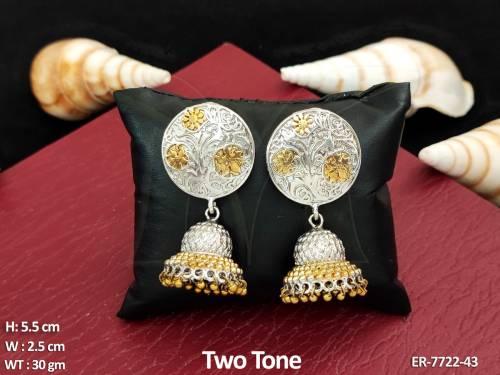 gracefully crafted two tone antique jhumka