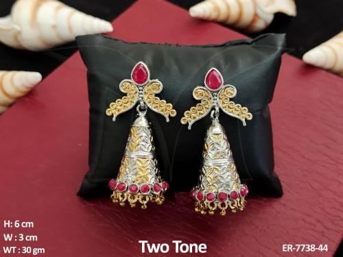 fancy trangle two tone delicate antique earring