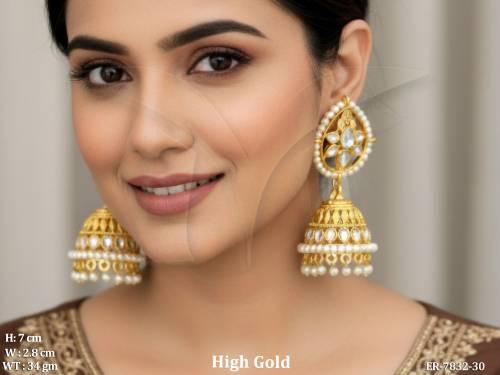 paan shape pearl jhumka polki earring