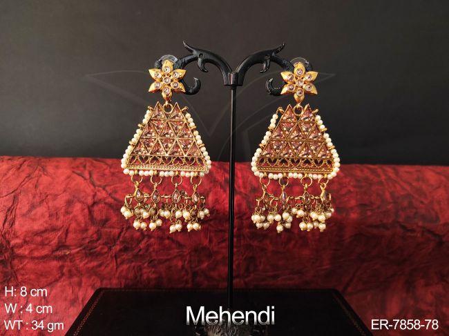 trangle lct stone different design polki earring