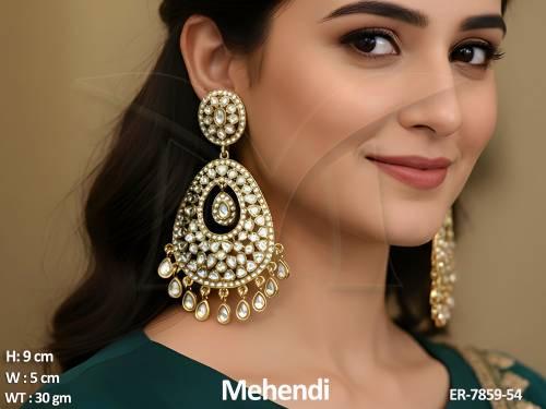 different shape stone polki earring