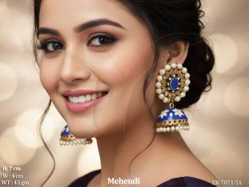 pearl boader paan maana kari polki earring