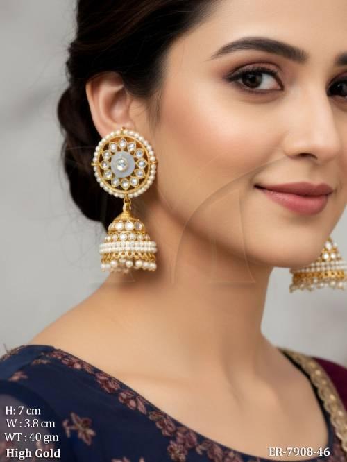 pearl full stone polki earring
