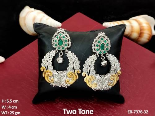 fancy peacock two tone antique earring