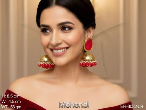 Plain Mehndi Antique Jumka Earring