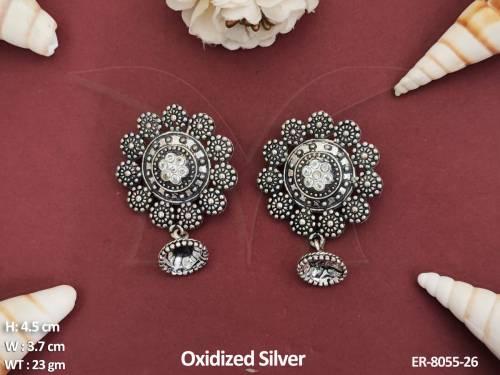 Oxidized silver flower shaped Earrings
