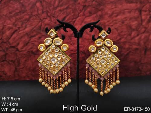 square shape designer kundan earrings