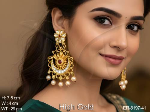 Gold Polished Chand Bali Style Antique Earring