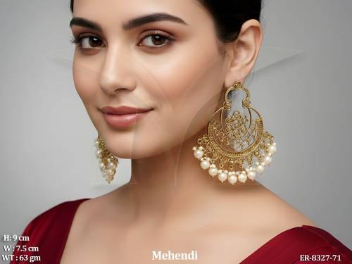 big mehandi polished chand shaped antique earrings