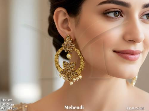 mehendi polish  desgner round shape antique earring